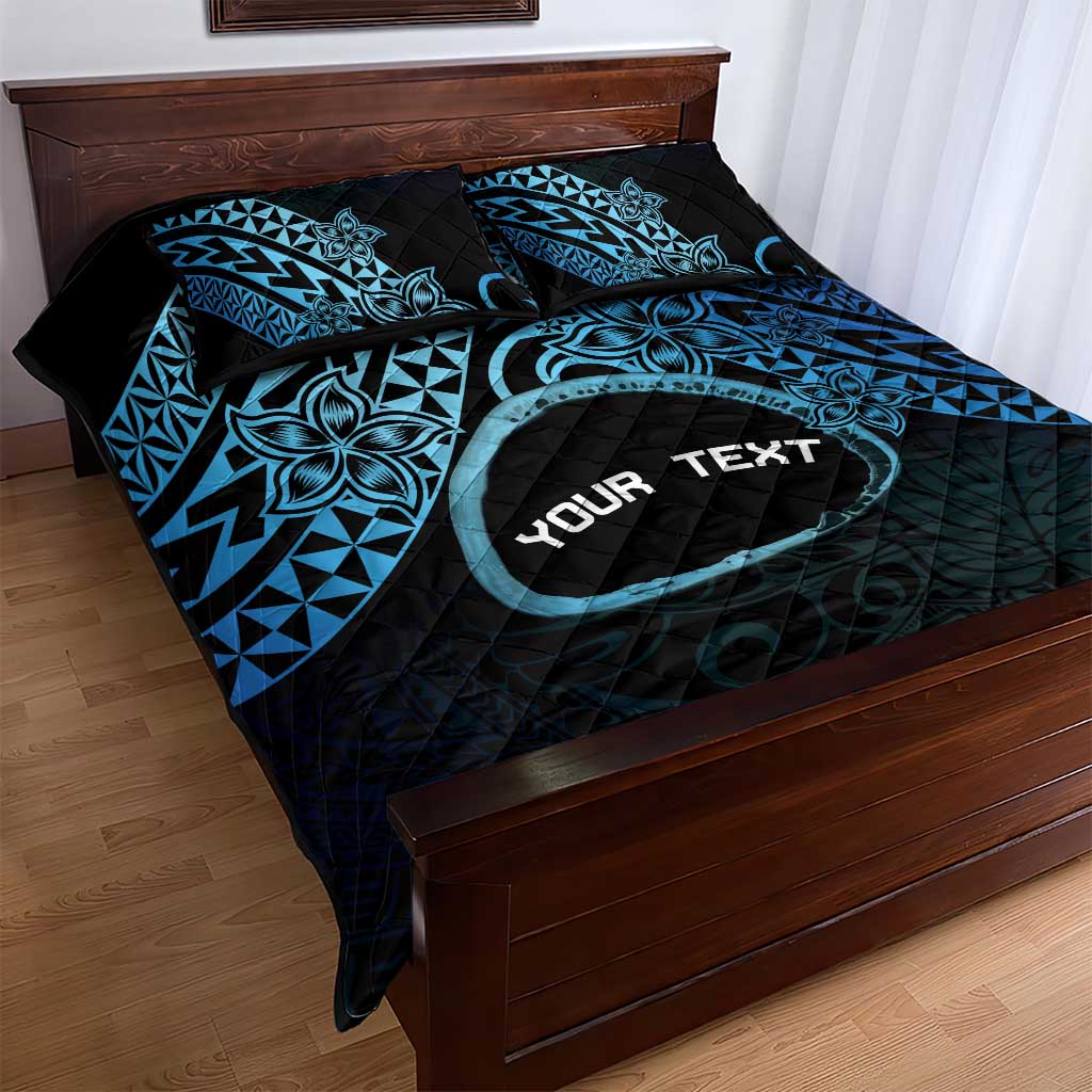 Personalised Pohnpei Nukuoro Micronesia Quilt Bed Set Polynesian Tattoo Curves Blue Version LT14 - Polynesian Pride