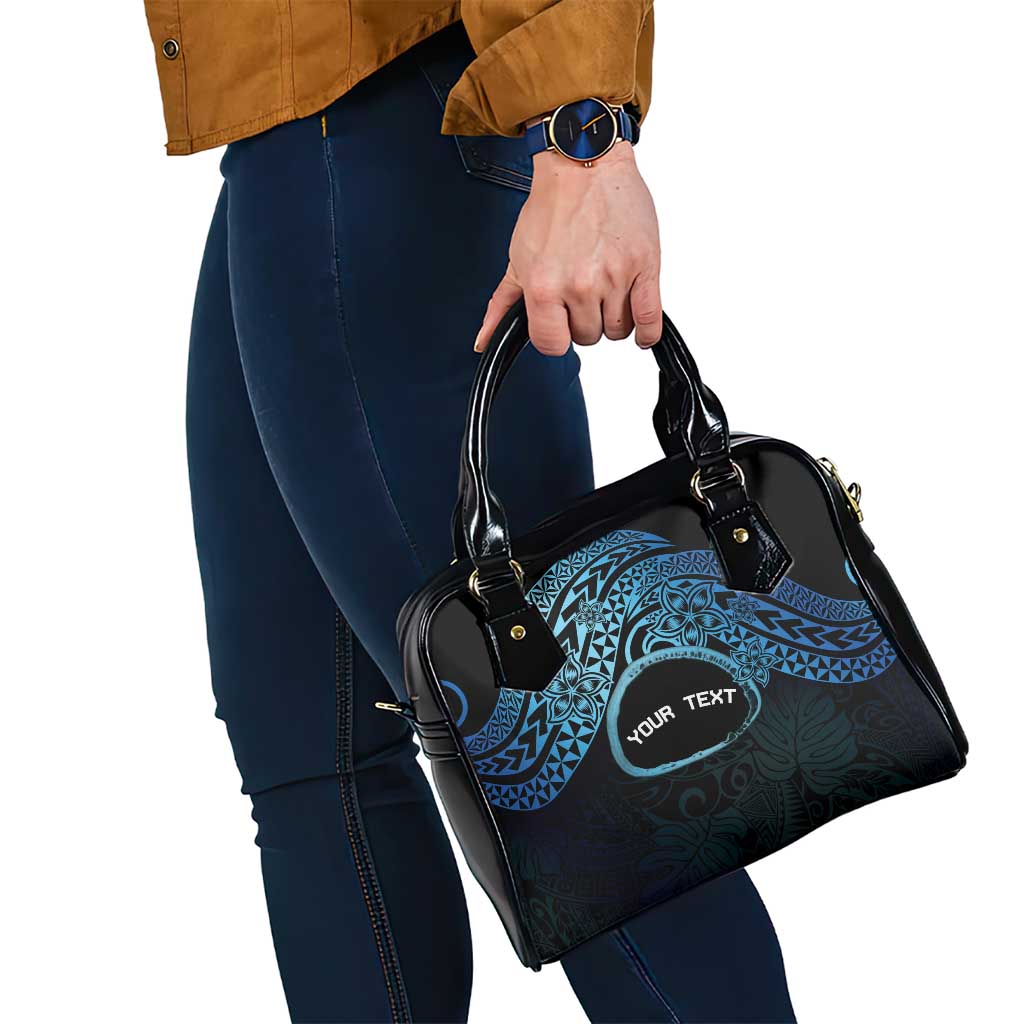 Personalised Pohnpei Nukuoro Micronesia Shoulder Handbag Polynesian Tattoo Curves Blue Version LT14 - Polynesian Pride