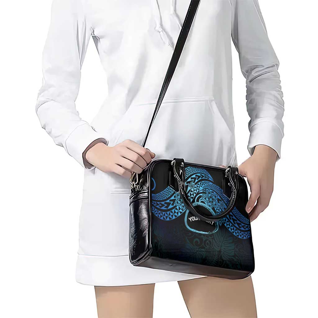 Personalised Pohnpei Nukuoro Micronesia Shoulder Handbag Polynesian Tattoo Curves Blue Version LT14 - Polynesian Pride