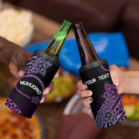 Personalised Pohnpei Nukuoro Micronesia 4 in 1 Can Cooler Tumbler Polynesian Tattoo Curves Purple Version
