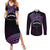 Personalised Pohnpei Nukuoro Micronesia Couples Matching Summer Maxi Dress and Long Sleeve Button Shirt Polynesian Tattoo Curves Purple Version