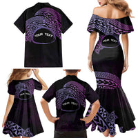 Personalised Pohnpei Nukuoro Micronesia Family Matching Mermaid Dress and Hawaiian Shirt Polynesian Tattoo Curves Purple Version LT14 - Polynesian Pride