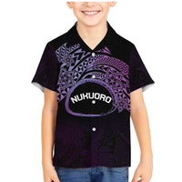 Personalised Pohnpei Nukuoro Micronesia Family Matching Mermaid Dress and Hawaiian Shirt Polynesian Tattoo Curves Purple Version LT14 Son's Shirt Purple - Polynesian Pride