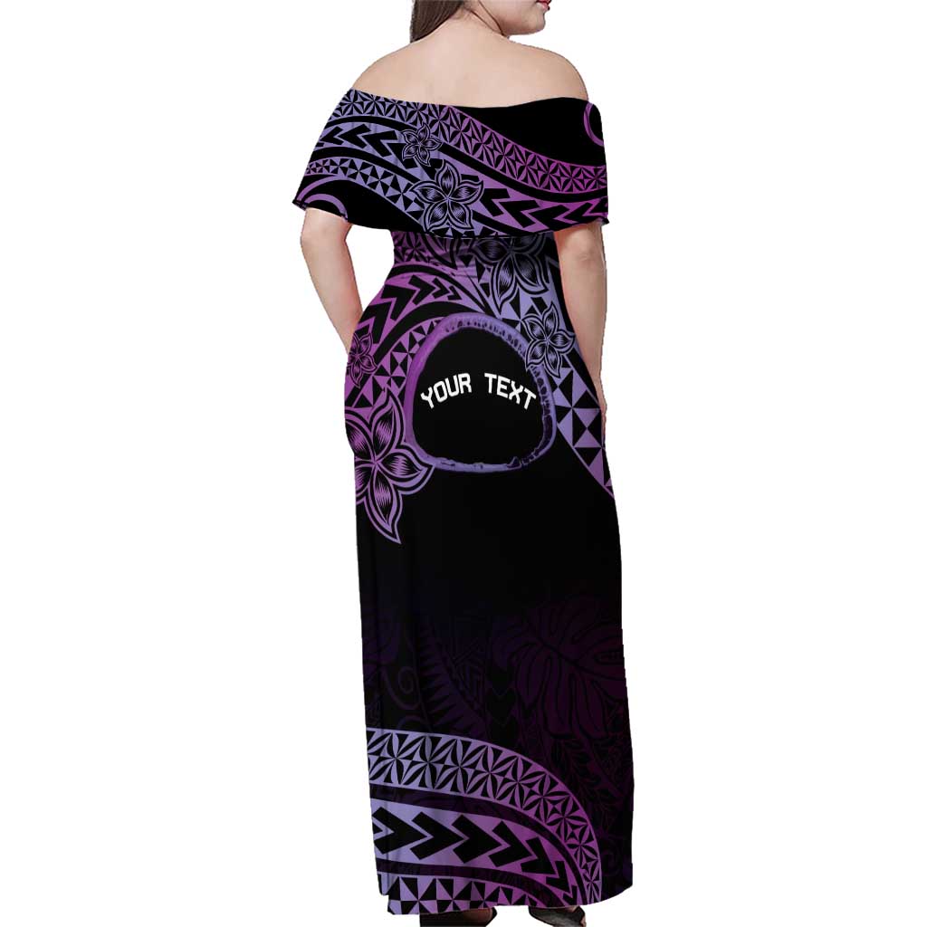 Personalised Pohnpei Nukuoro Micronesia Family Matching Off Shoulder Maxi Dress and Hawaiian Shirt Polynesian Tattoo Curves Purple Version LT14 - Polynesian Pride