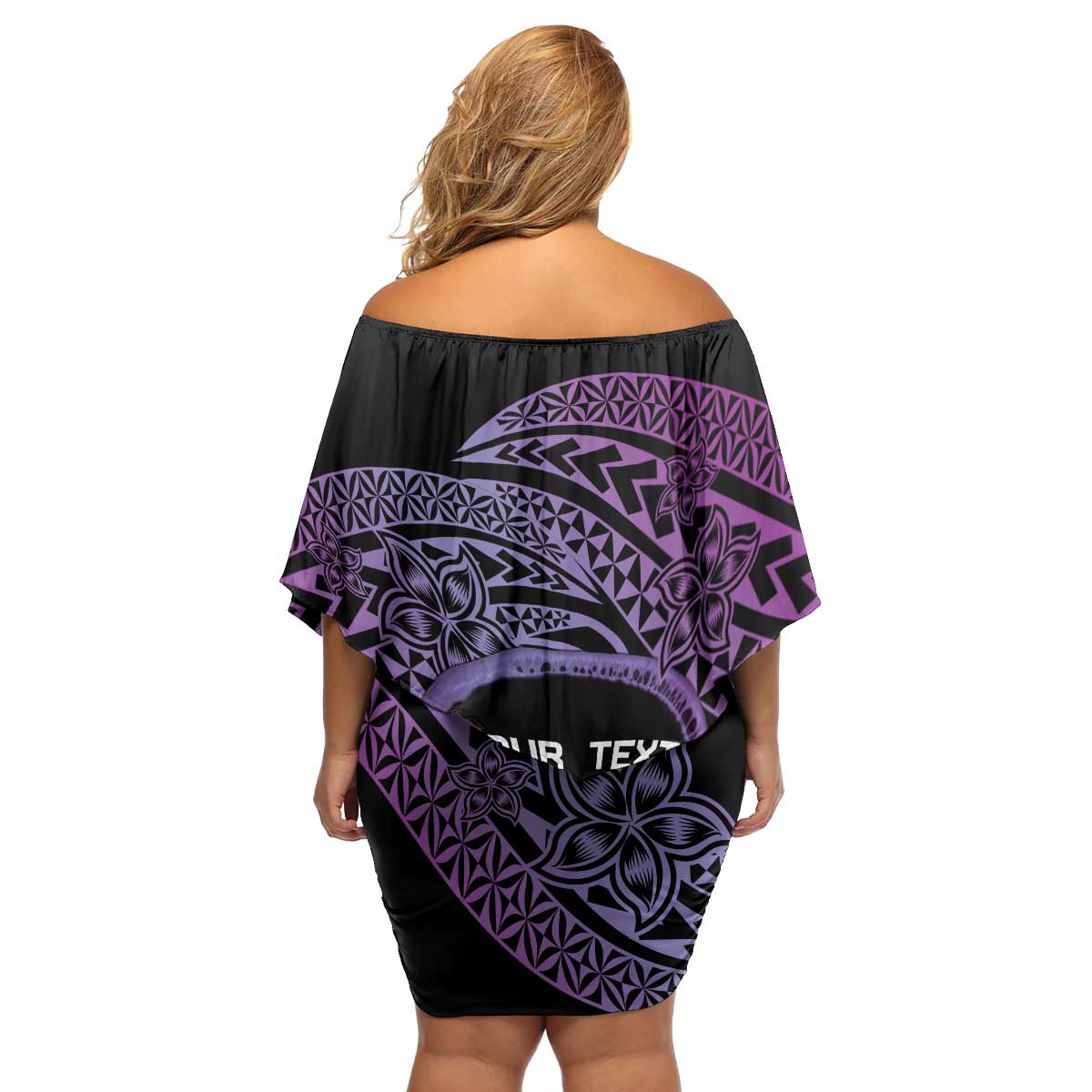 Personalised Pohnpei Nukuoro Micronesia Family Matching Off Shoulder Short Dress and Hawaiian Shirt Polynesian Tattoo Curves Purple Version LT14 - Polynesian Pride