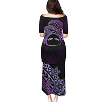 Personalised Pohnpei Nukuoro Micronesia Family Matching Puletasi and Hawaiian Shirt Polynesian Tattoo Curves Purple Version LT14 - Polynesian Pride