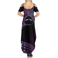 Personalised Pohnpei Nukuoro Micronesia Family Matching Summer Maxi Dress and Hawaiian Shirt Polynesian Tattoo Curves Purple Version LT14 - Polynesian Pride