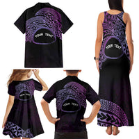 Personalised Pohnpei Nukuoro Micronesia Family Matching Tank Maxi Dress and Hawaiian Shirt Polynesian Tattoo Curves Purple Version LT14 - Polynesian Pride