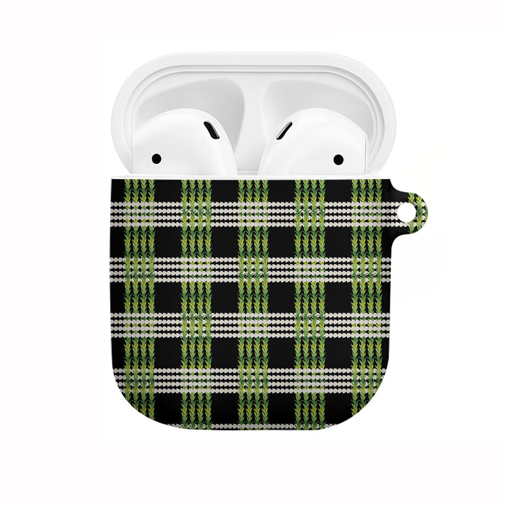 Aloha Hawaii Pakalana Pikake Lei AirPods Case Palaka Inspired Hawaiian-plaid Black LT14 Black - Polynesian Pride