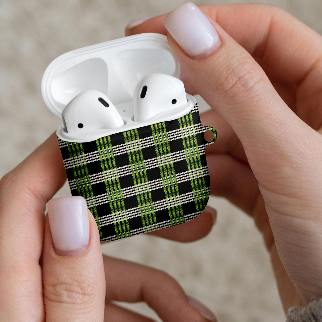 Aloha Hawaii Pakalana Pikake Lei AirPods Case Palaka Inspired Hawaiian-plaid Black LT14 - Polynesian Pride