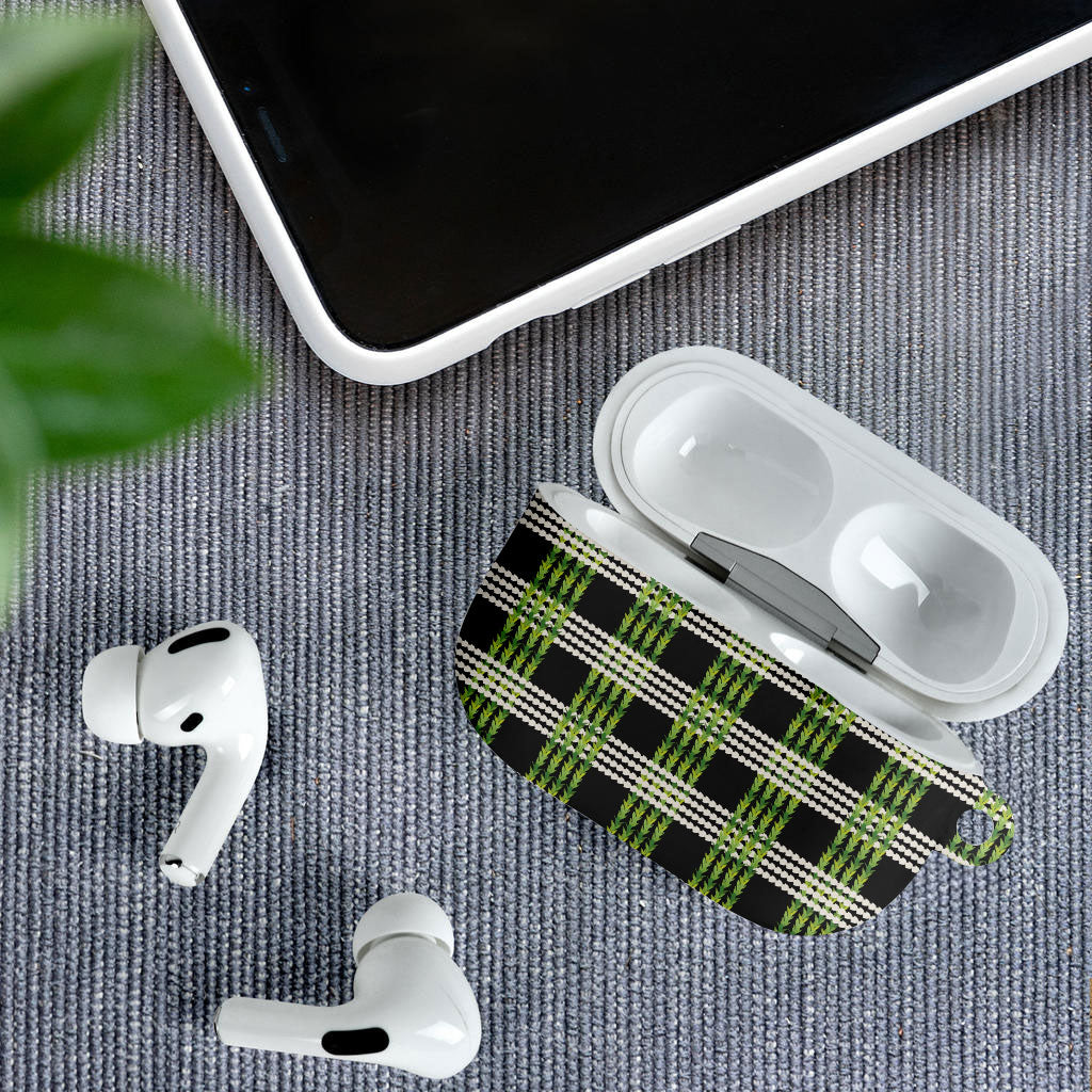 Aloha Hawaii Pakalana Pikake Lei AirPods Case Palaka Inspired Hawaiian-plaid Black LT14 - Polynesian Pride