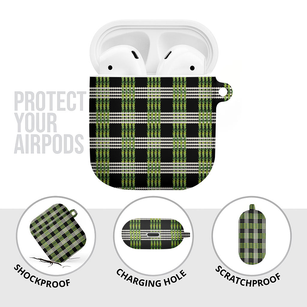 Aloha Hawaii Pakalana Pikake Lei AirPods Case Palaka Inspired Hawaiian-plaid Black LT14 - Polynesian Pride