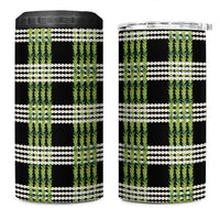 Aloha Hawaii Pakalana Pikake Lei 4 in 1 Can Cooler Tumbler Palaka Inspired Hawaiian-plaid Black LT14 One Size: 16 oz Black - Polynesian Pride