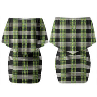 Aloha Hawaii Pakalana Pikake Lei Couples Matching Off Shoulder Short Dress and Long Sleeve Button Shirt Palaka Inspired Hawaiian-plaid Black LT14 - Polynesian Pride