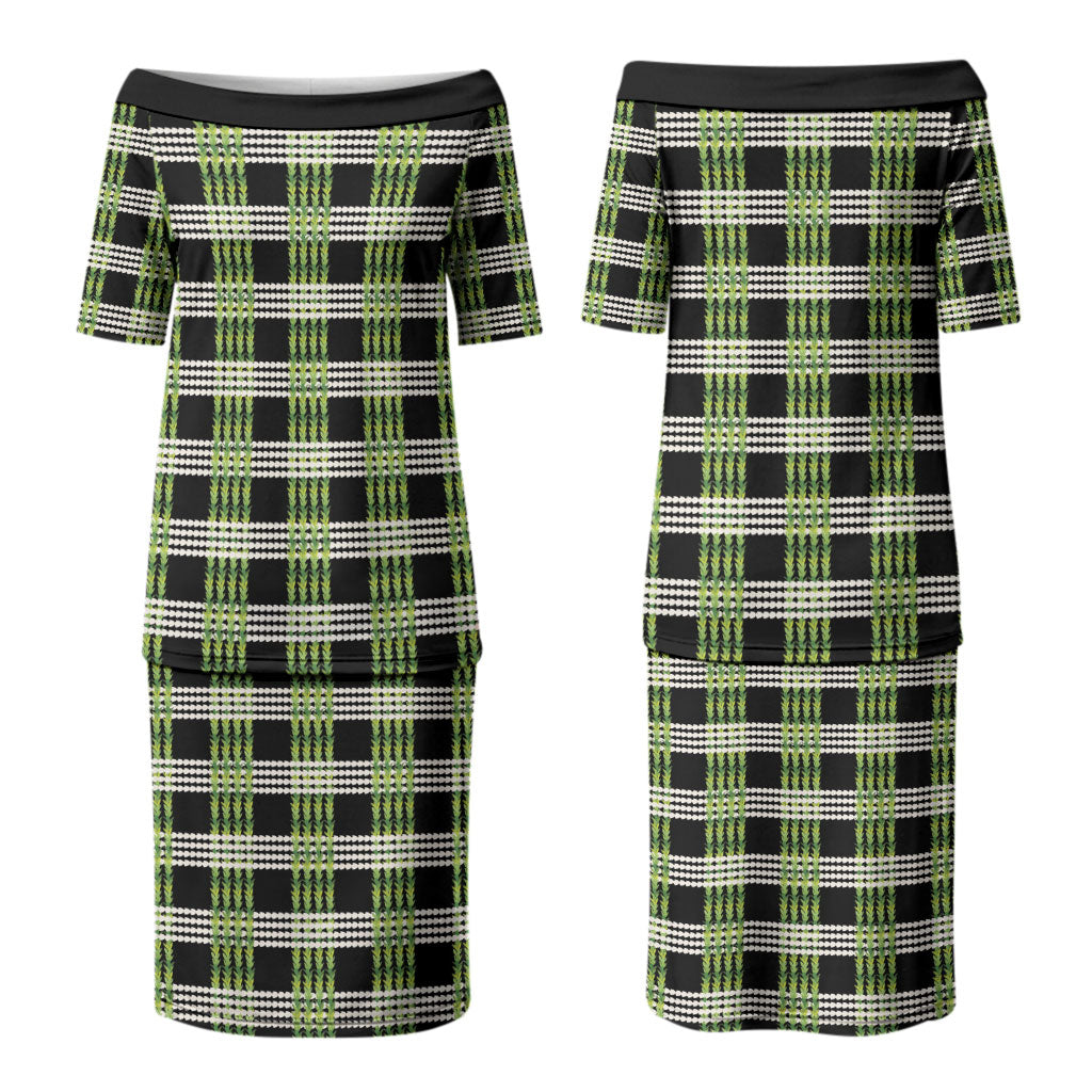 Aloha Hawaii Pakalana Pikake Lei Couples Matching Puletasi and Hawaiian Shirt Palaka Inspired Hawaiian-plaid Black LT14 - Polynesian Pride
