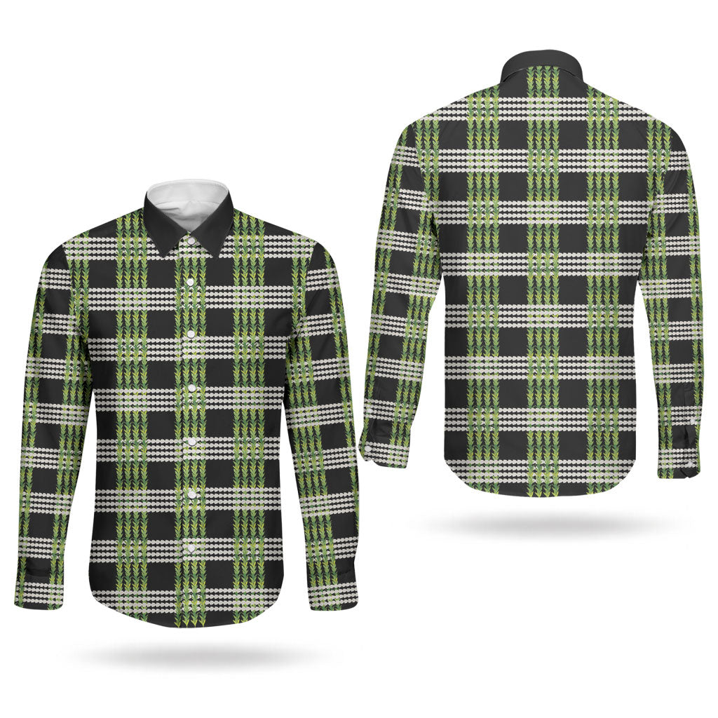 Aloha Hawaii Pakalana Pikake Lei Couples Matching Summer Maxi Dress and Long Sleeve Button Shirt Palaka Inspired Hawaiian-plaid Black LT14 - Polynesian Pride