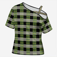 Aloha Hawaii Pakalana Pikake Lei Cross Shoulder Shirt Palaka Inspired Hawaiian-plaid Black LT14 Female Black - Polynesian Pride