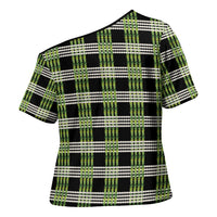 Aloha Hawaii Pakalana Pikake Lei Cross Shoulder Shirt Palaka Inspired Hawaiian-plaid Black LT14 - Polynesian Pride