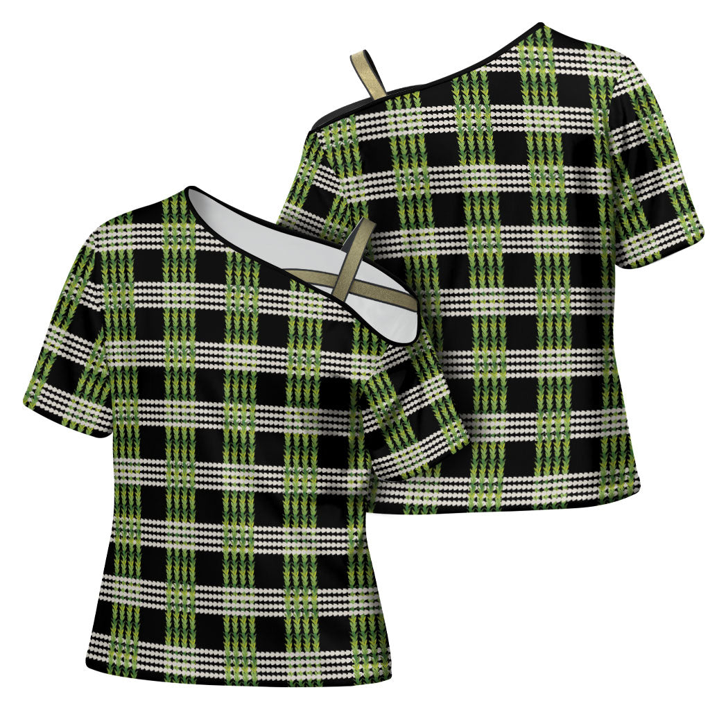 Aloha Hawaii Pakalana Pikake Lei Cross Shoulder Shirt Palaka Inspired Hawaiian-plaid Black LT14 - Polynesian Pride