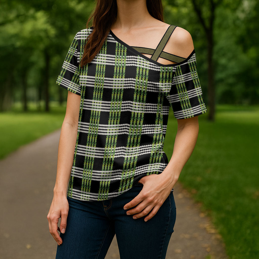 Aloha Hawaii Pakalana Pikake Lei Cross Shoulder Shirt Palaka Inspired Hawaiian-plaid Black LT14 - Polynesian Pride
