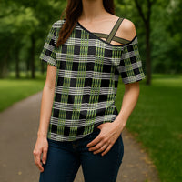Aloha Hawaii Pakalana Pikake Lei Cross Shoulder Shirt Palaka Inspired Hawaiian-plaid Black LT14 - Polynesian Pride