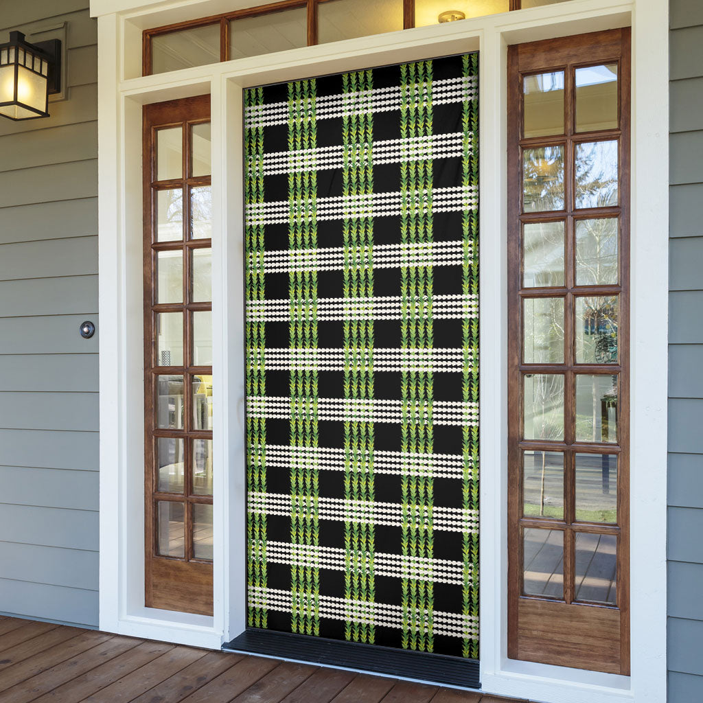 Aloha Hawaii Pakalana Pikake Lei Door Cover Palaka Inspired Hawaiian-plaid Black LT14 - Polynesian Pride