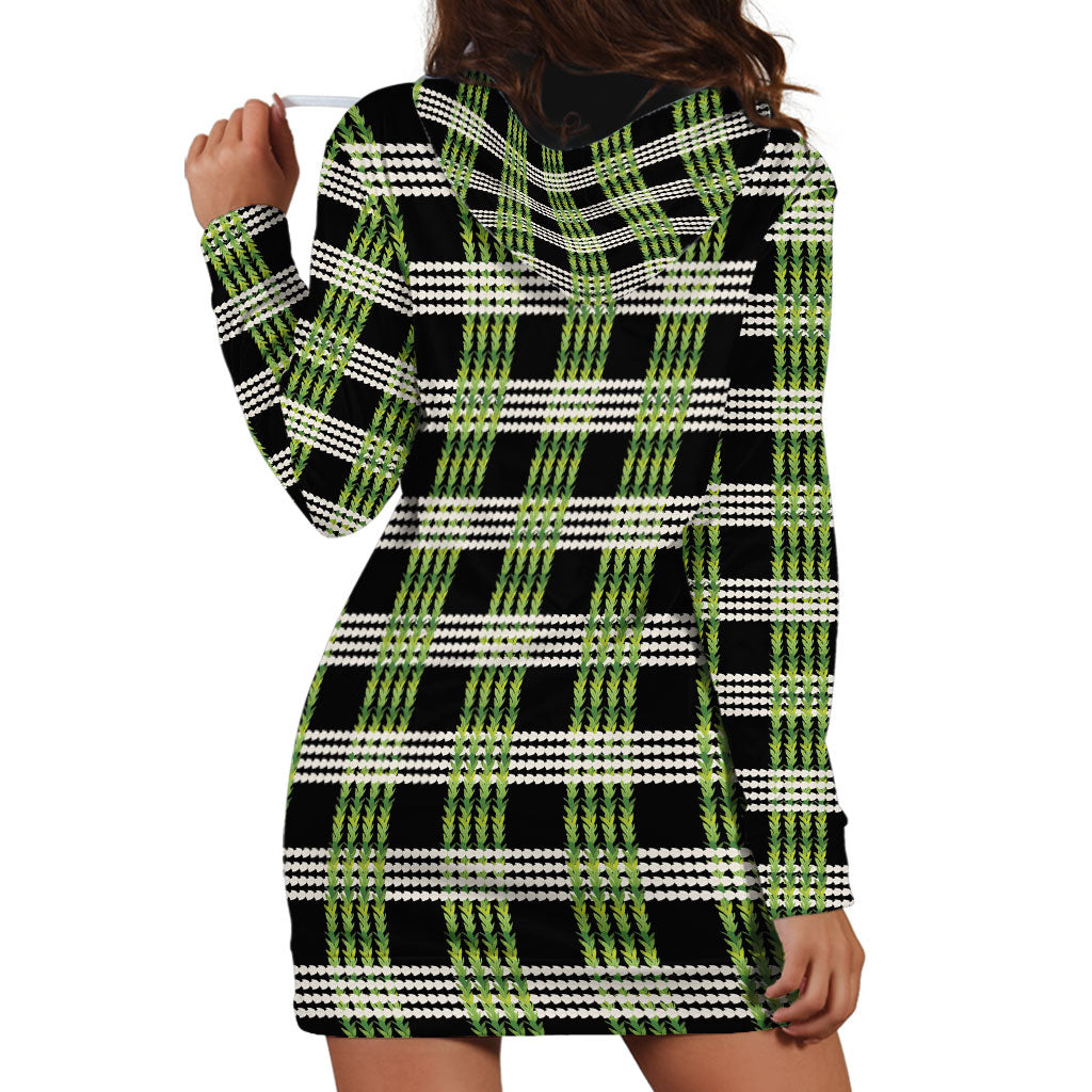 Aloha Hawaii Pakalana Pikake Lei Hoodie Dress Palaka Inspired Hawaiian-plaid Black LT14 - Polynesian Pride