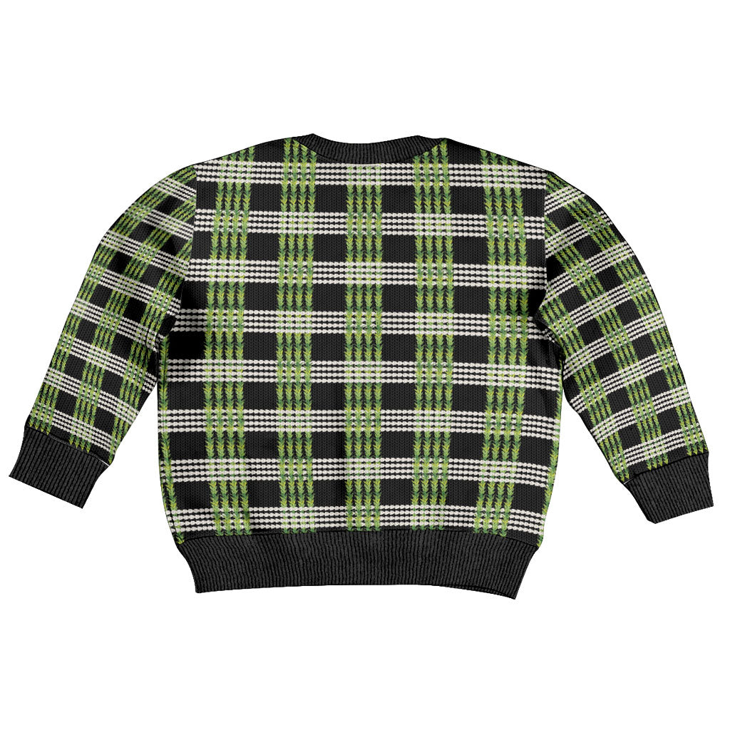 Aloha Hawaii Pakalana Pikake Lei Kid Ugly Christmas Sweater Palaka Inspired Hawaiian-plaid Black LT14 - Polynesian Pride