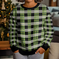 Aloha Hawaii Pakalana Pikake Lei Kid Ugly Christmas Sweater Palaka Inspired Hawaiian-plaid Black LT14 - Polynesian Pride