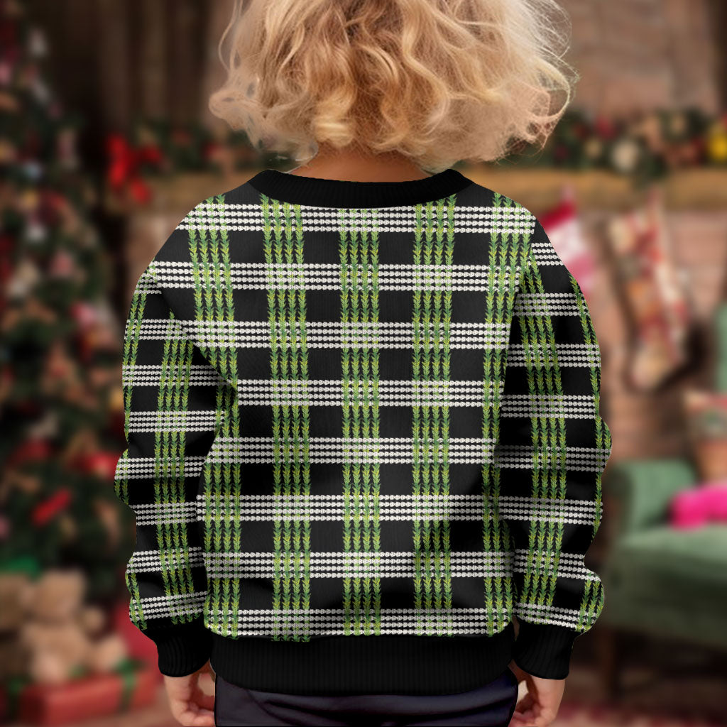 Aloha Hawaii Pakalana Pikake Lei Kid Ugly Christmas Sweater Palaka Inspired Hawaiian-plaid Black LT14 - Polynesian Pride