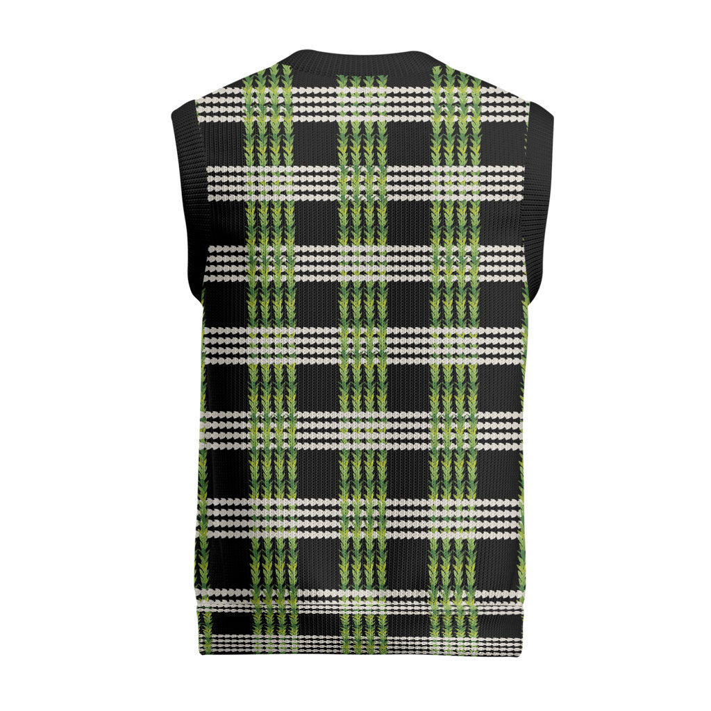 Aloha Hawaii Pakalana Pikake Lei Christmas Knitted V-Neck Vest Palaka Inspired Hawaiian-plaid Black LT14 - Polynesian Pride