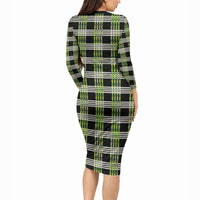 Aloha Hawaii Pakalana Pikake Lei Long Sleeve Bodycon Dress Palaka Inspired Hawaiian-plaid Black LT14 - Polynesian Pride