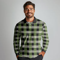 Aloha Hawaii Pakalana Pikake Lei Long Sleeve Polo Shirt Palaka Inspired Hawaiian-plaid Black LT14 - Polynesian Pride