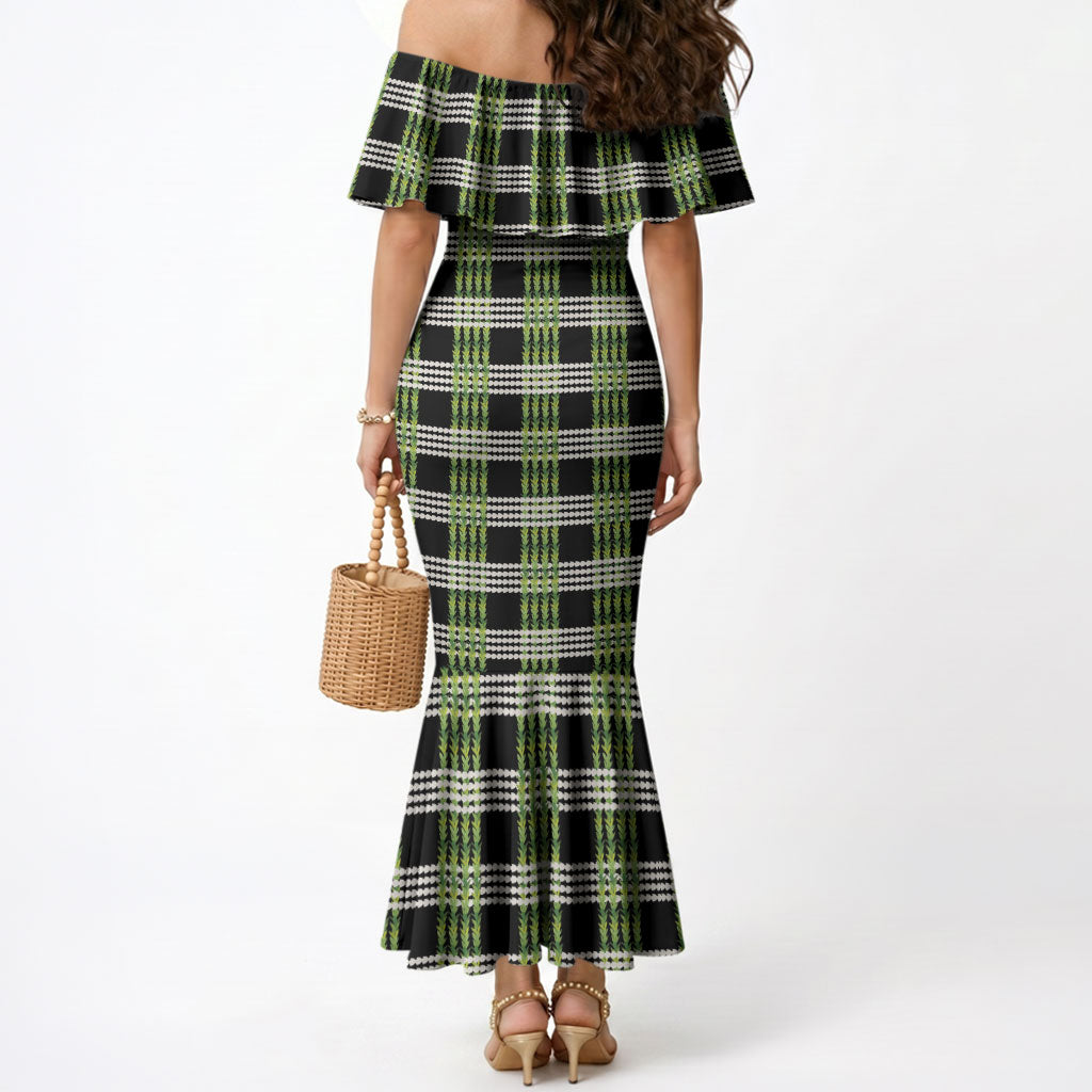 Aloha Hawaii Pakalana Pikake Lei Mermaid Dress Palaka Inspired Hawaiian-plaid Black LT14 - Polynesian Pride
