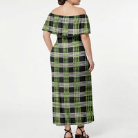 Aloha Hawaii Pakalana Pikake Lei Off Shoulder Maxi Dress Palaka Inspired Hawaiian-plaid Black LT14 - Polynesian Pride
