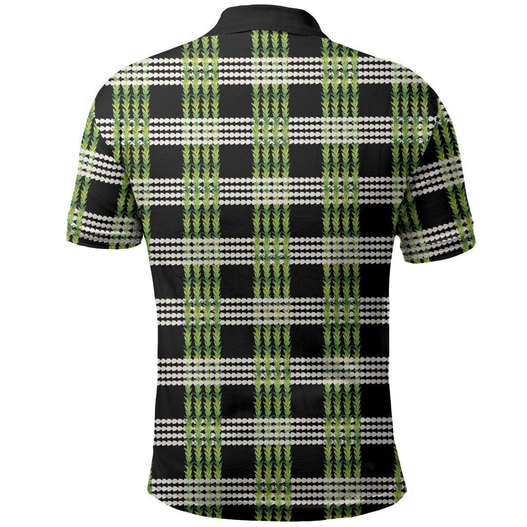 Aloha Hawaii Pakalana Pikake Lei Polo Shirt Palaka Inspired Hawaiian-plaid Black LT14 - Polynesian Pride