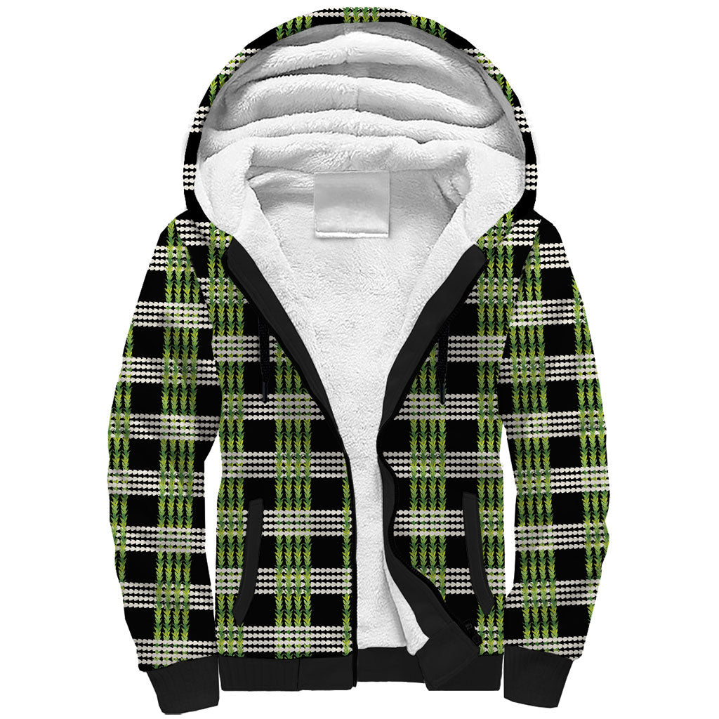 Aloha Hawaii Pakalana Pikake Lei Sherpa Hoodie Palaka Inspired Hawaiian-plaid Black LT14 Unisex Black - Polynesian Pride