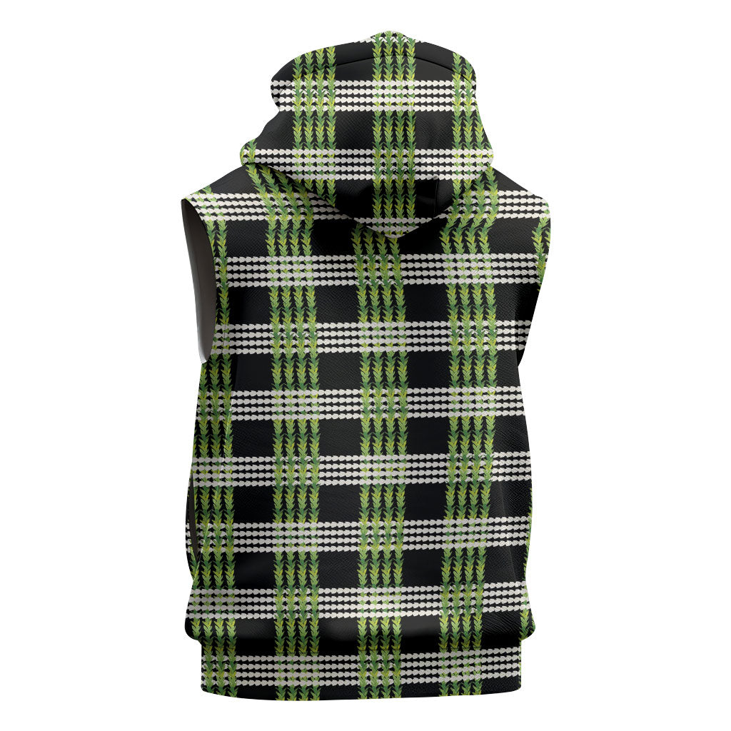 Aloha Hawaii Pakalana Pikake Lei Sleeveless Hoodie Palaka Inspired Hawaiian-plaid Black LT14 - Polynesian Pride