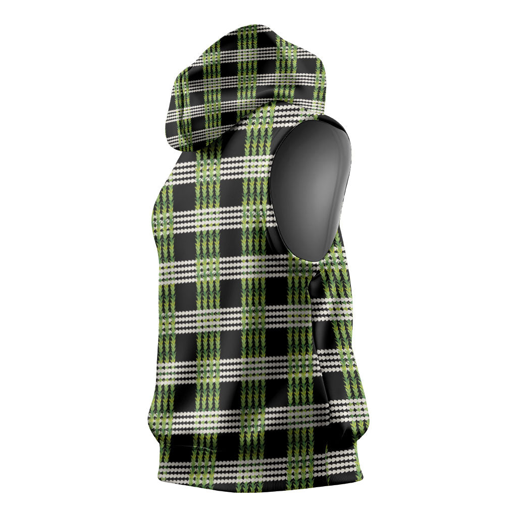 Aloha Hawaii Pakalana Pikake Lei Sleeveless Hoodie Palaka Inspired Hawaiian-plaid Black LT14 - Polynesian Pride