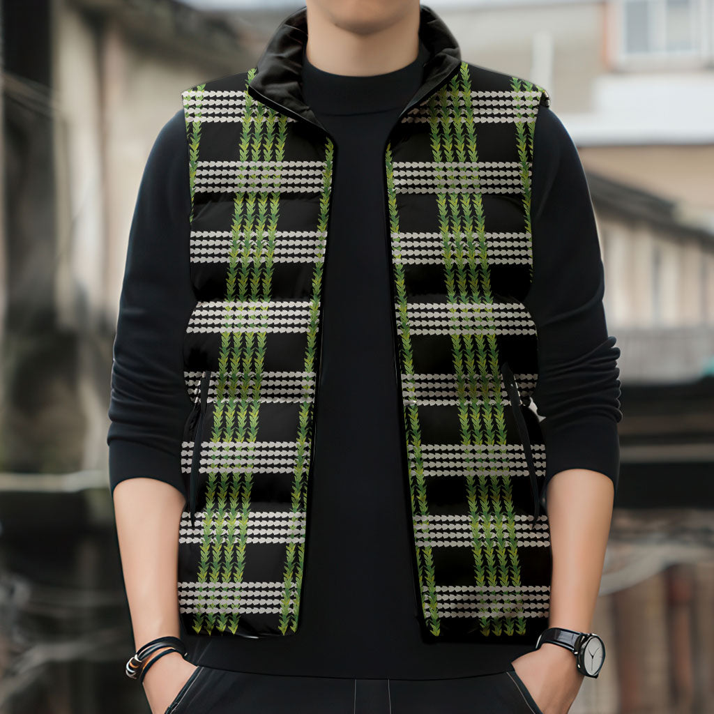 Aloha Hawaii Pakalana Pikake Lei Sleeveless Puffer Jacket Palaka Inspired Hawaiian-plaid Black