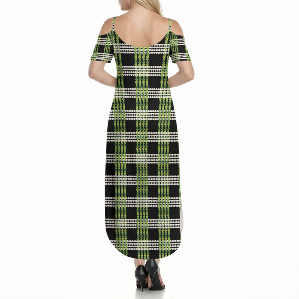 Aloha Hawaii Pakalana Pikake Lei Summer Maxi Dress Palaka Inspired Hawaiian-plaid Black LT14 - Polynesian Pride