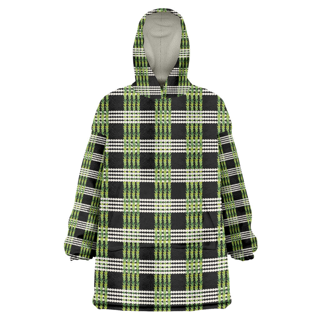 Aloha Hawaii Pakalana Pikake Lei Wearable Blanket Hoodie Palaka Inspired Hawaiian-plaid Black LT14 One Size Black - Polynesian Pride