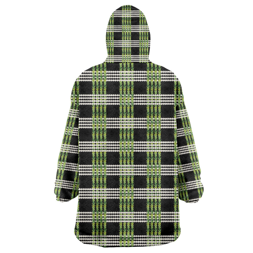Aloha Hawaii Pakalana Pikake Lei Wearable Blanket Hoodie Palaka Inspired Hawaiian-plaid Black LT14 - Polynesian Pride