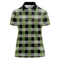 Aloha Hawaii Pakalana Pikake Lei Women Polo Shirt Palaka Inspired Hawaiian-plaid Black LT14 Female Black - Polynesian Pride