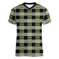 Aloha Hawaii Pakalana Pikake Lei Women V-Neck T-Shirt Palaka Inspired Hawaiian-plaid Black LT14 Female Black - Polynesian Pride
