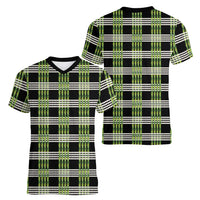 Aloha Hawaii Pakalana Pikake Lei Women V-Neck T-Shirt Palaka Inspired Hawaiian-plaid Black LT14 - Polynesian Pride