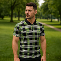 Aloha Hawaii Pakalana Pikake Lei Zipper Polo Shirt Palaka Inspired Hawaiian-plaid Black LT14 - Polynesian Pride
