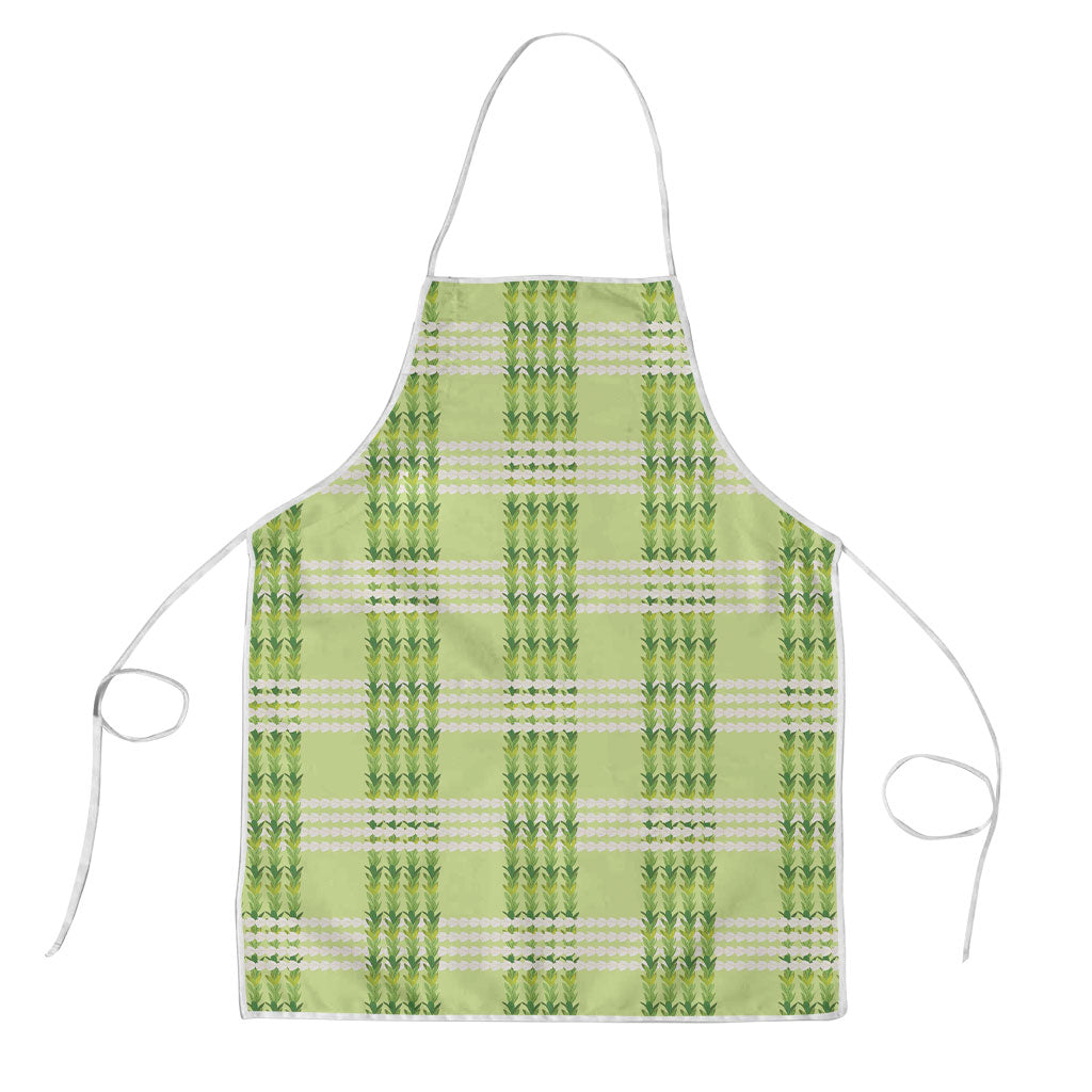 Aloha Hawaii Pakalana Pikake Lei Apron Palaka Inspired Hawaiian-plaid Pastel Green LT14 Green - Polynesian Pride