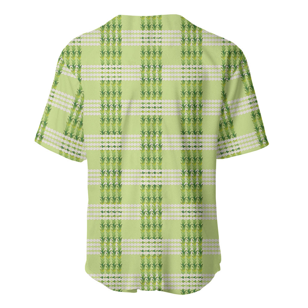 Aloha Hawaii Pakalana Pikake Lei Baseball Jersey Palaka Inspired Hawaiian-plaid Pastel Green