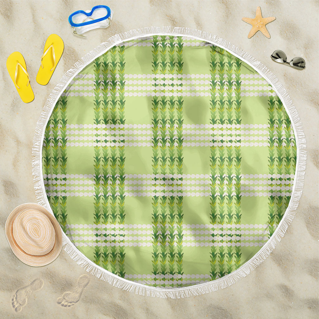Aloha Hawaii Pakalana Pikake Lei Beach Blanket Palaka Inspired Hawaiian-plaid Pastel Green LT14 One Size 150cm Green - Polynesian Pride